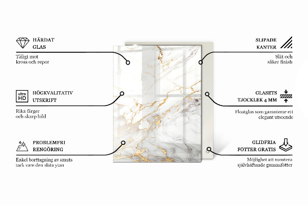 Decorative glass table top with print Mosaic-style ornaments