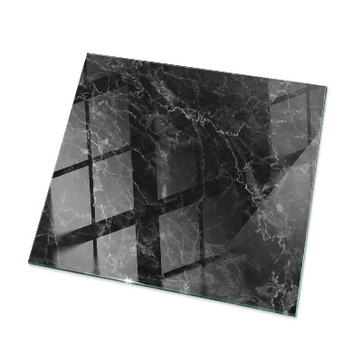 Rectangular glass table top with print Veined marble pattern