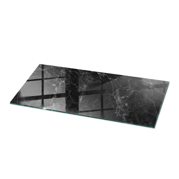 Rectangular glass table top with print Veined marble pattern