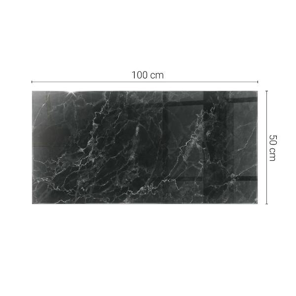 Rectangular glass table top with print Veined marble pattern