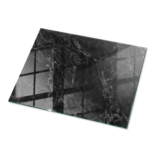 Rectangular glass table top with print Veined marble pattern