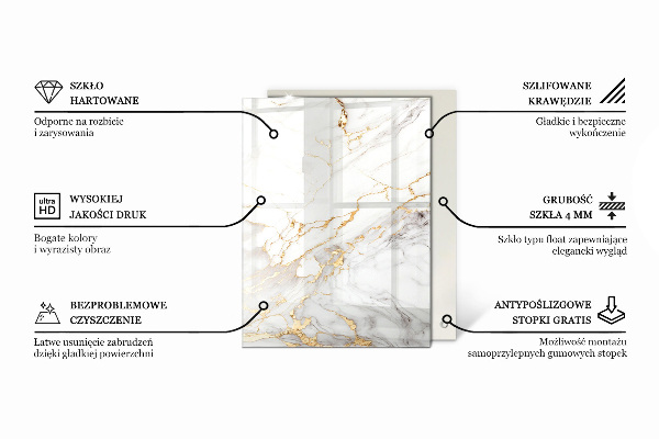 Decorative glass table top with print Natural stone pattern