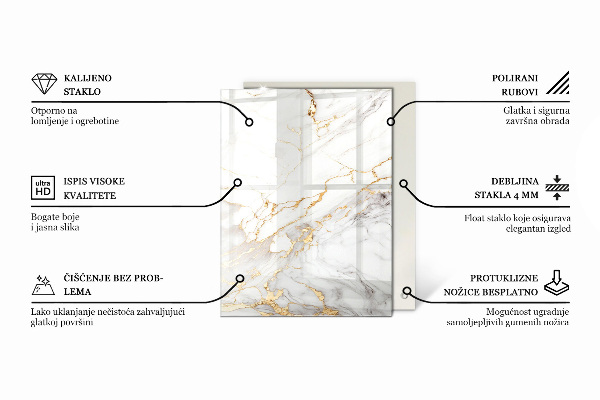 Decorative glass table top with print Natural stone pattern