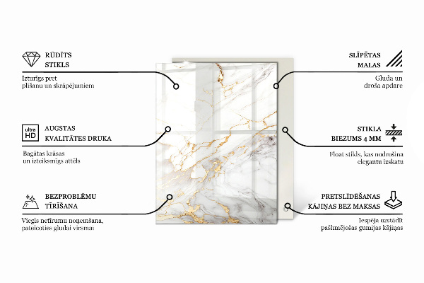 Decorative glass table top with print Natural stone pattern