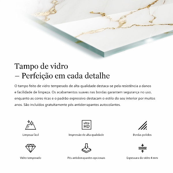 Decorative glass table top with print Natural stone pattern