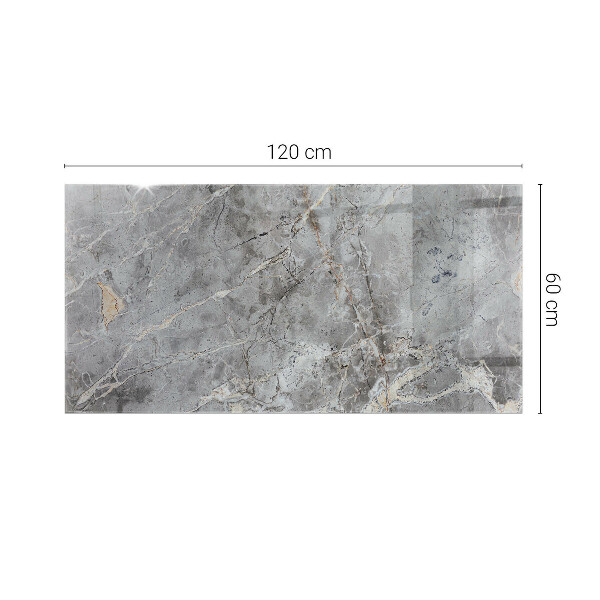 Rectangular glass table top Marble-inspired pattern