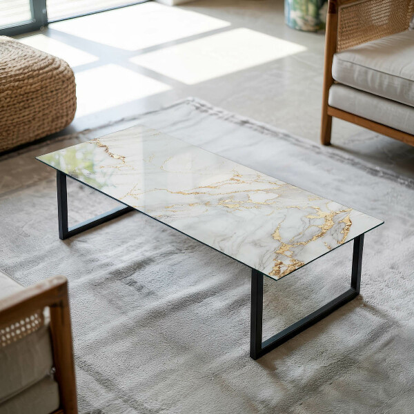 Rectangular glass table top with print Elegant marble pattern