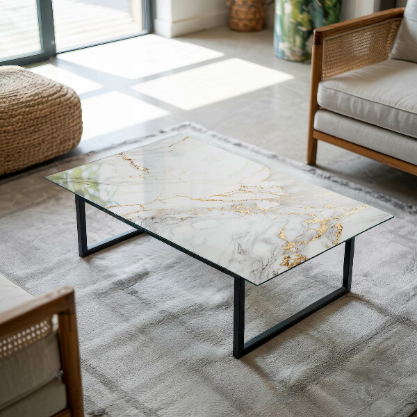 Rectangular glass table top with print Elegant marble pattern