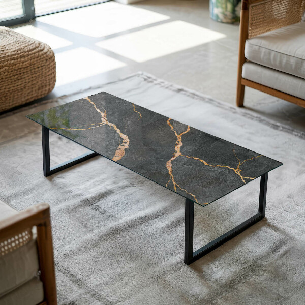 Rectangular glass table top Marble pattern with delicate veins