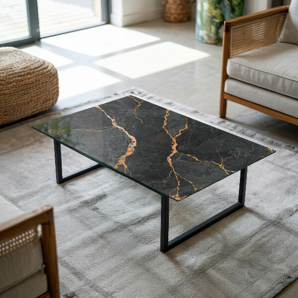Rectangular glass table top Marble pattern with delicate veins