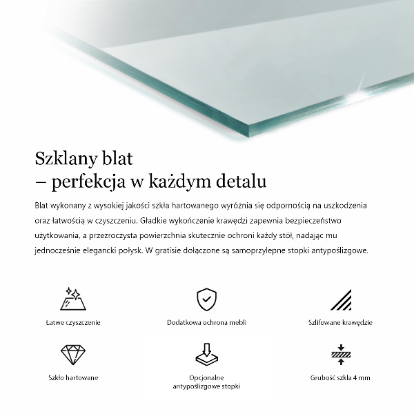 Rectangular glass table top transparent