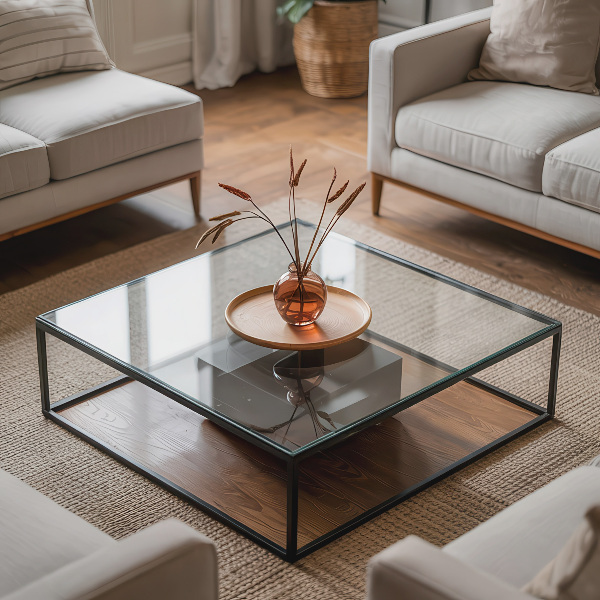 Rectangular glass table top transparent