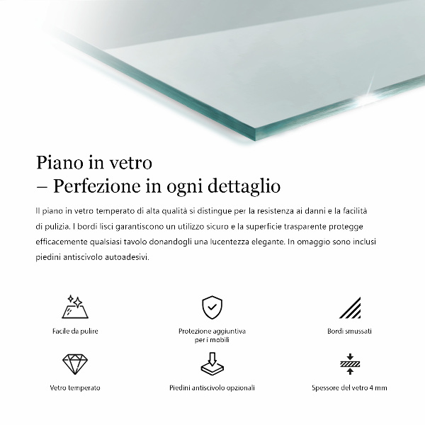 Rectangular glass table top transparent