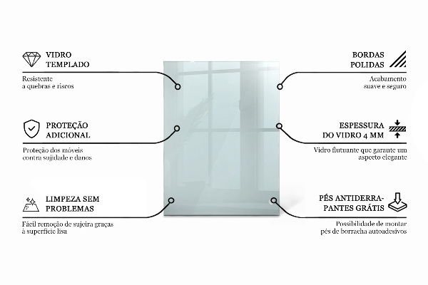 Rectangular glass table top transparent