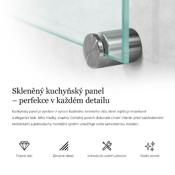 Transparent glass splashback 100x50 cm