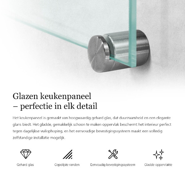 Transparent glass splashback 100x50 cm