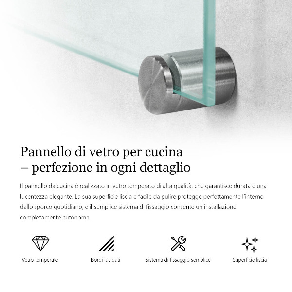 Transparent kitchen wall panels 125x50 cm