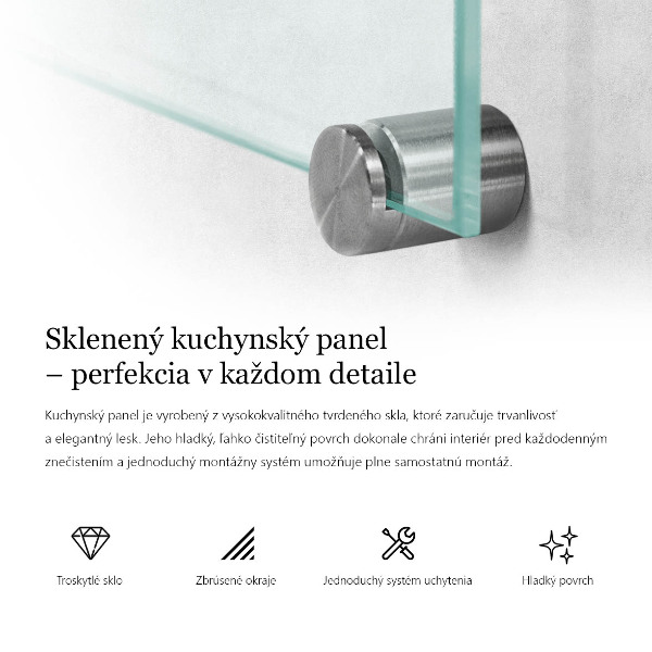 Transparent kitchen wall panels 125x50 cm