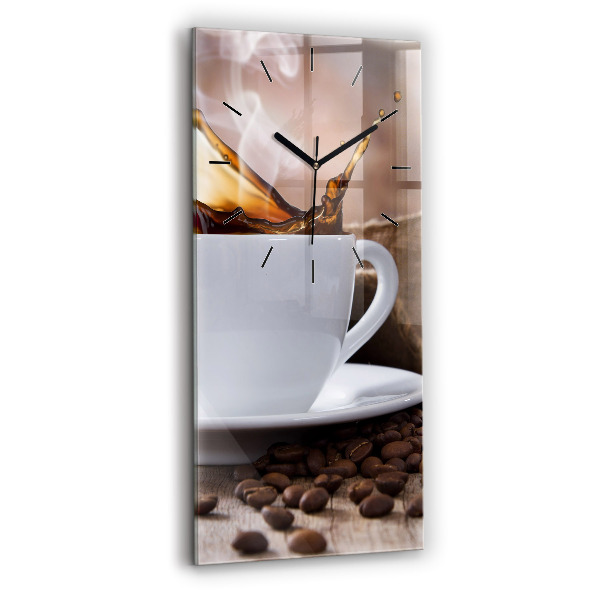 Modern vertical wall clock A cup of coffee