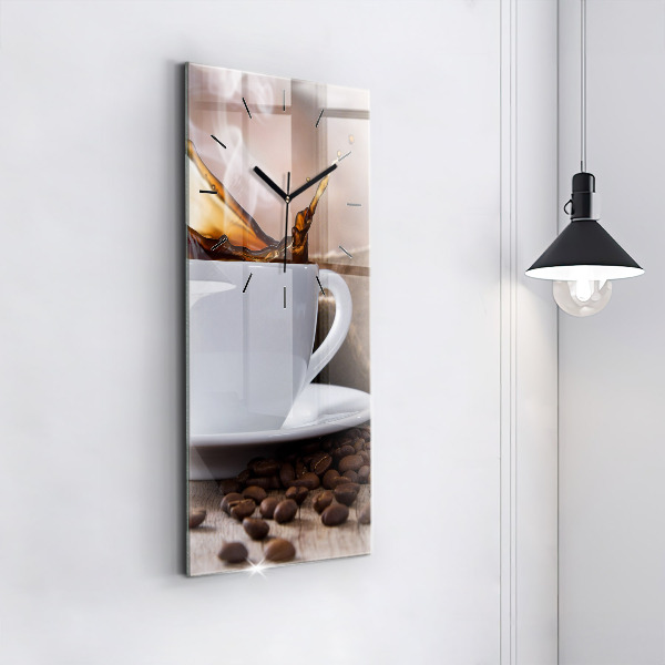 Modern vertical wall clock A cup of coffee