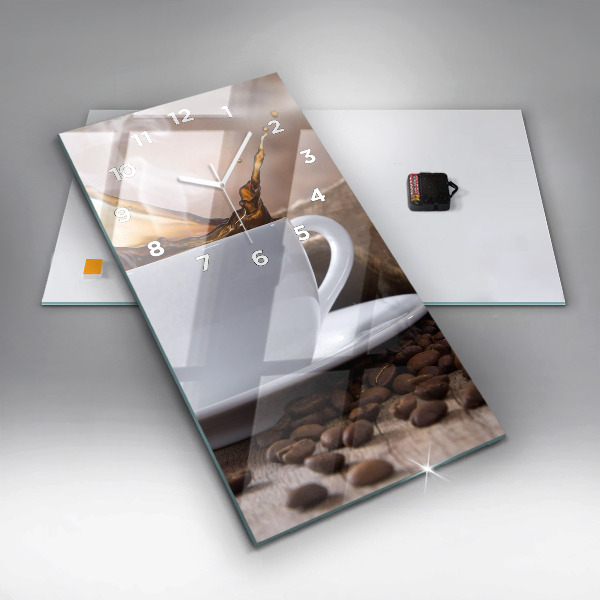 Modern vertical wall clock A cup of coffee