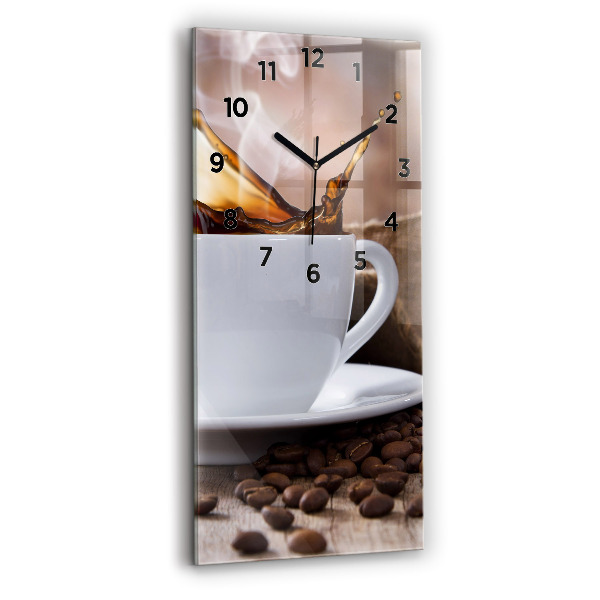 Modern vertical wall clock A cup of coffee
