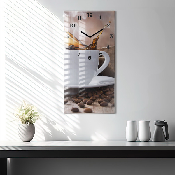 Modern vertical wall clock A cup of coffee