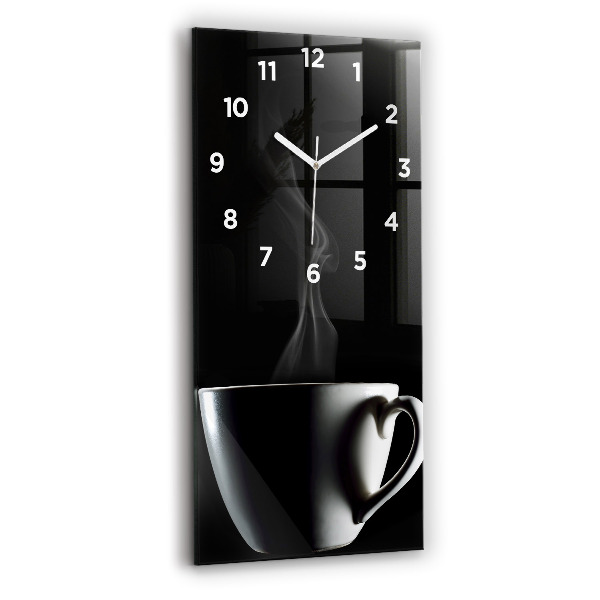Modern vertical wall clock A cup of coffee