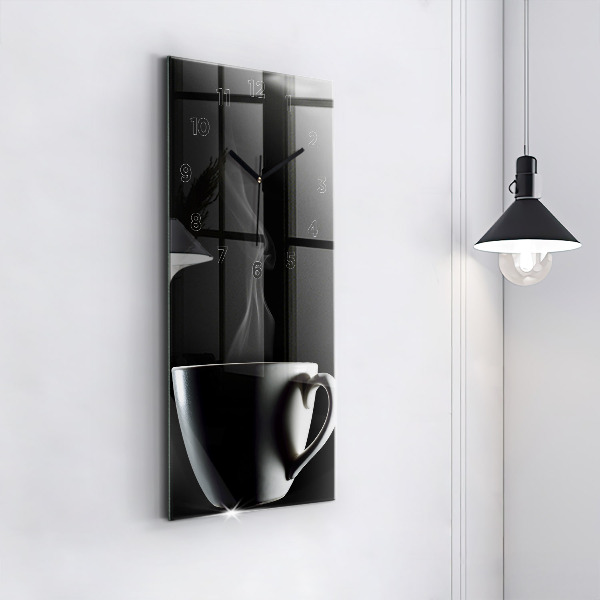 Modern vertical wall clock A cup of coffee