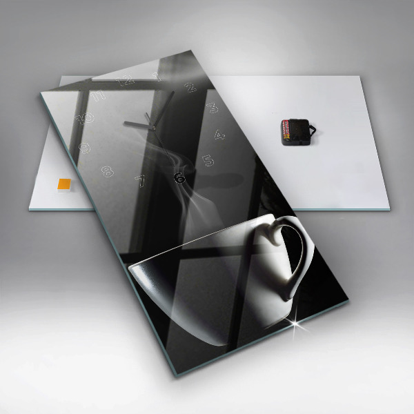 Modern vertical wall clock A cup of coffee