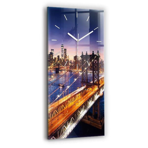 Modern vertical wall clock New York and the sunset