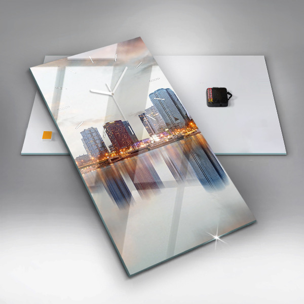 Modern vertical wall clock Panorama with the Eiffel Tower
