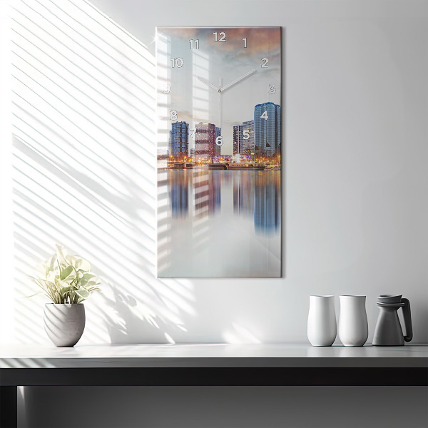 Modern vertical wall clock Panorama with the Eiffel Tower