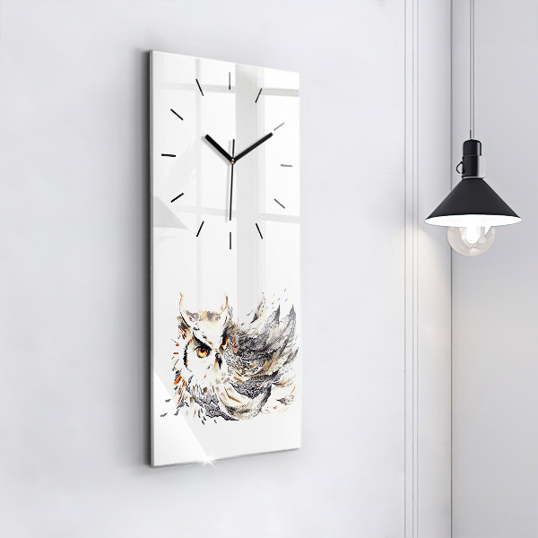 Modern vertical wall clock Owl symbol of wisdom