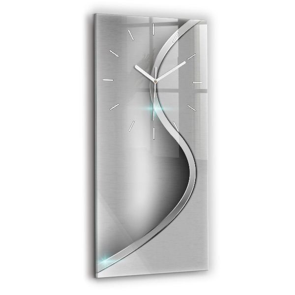 Modern vertical wall clock Gray metal abstraction