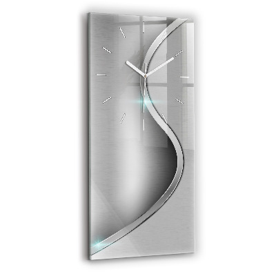 Modern vertical wall clock Gray metal abstraction