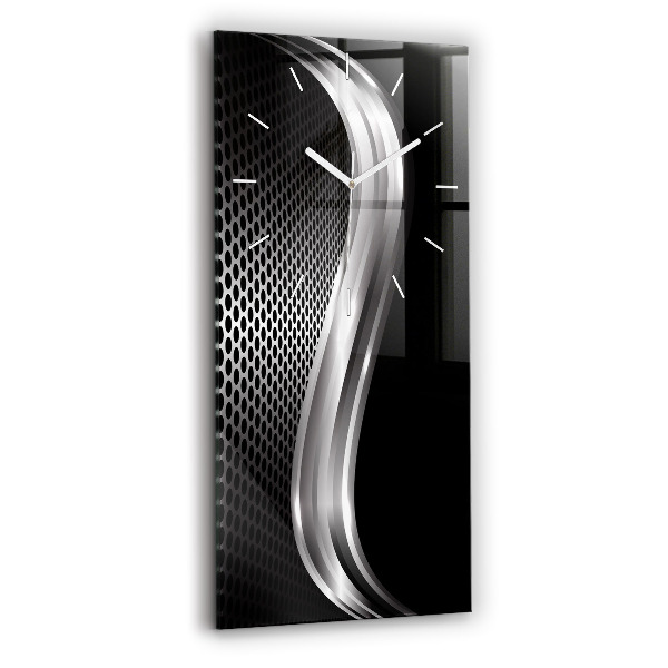 Modern vertical wall clock Black metal abstraction