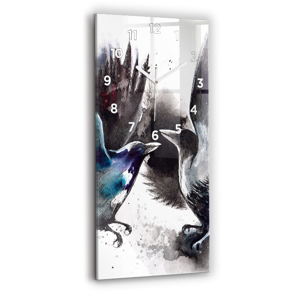 Modern vertical wall clock Painted Birds