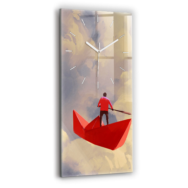 Modern vertical wall clock Paper ships