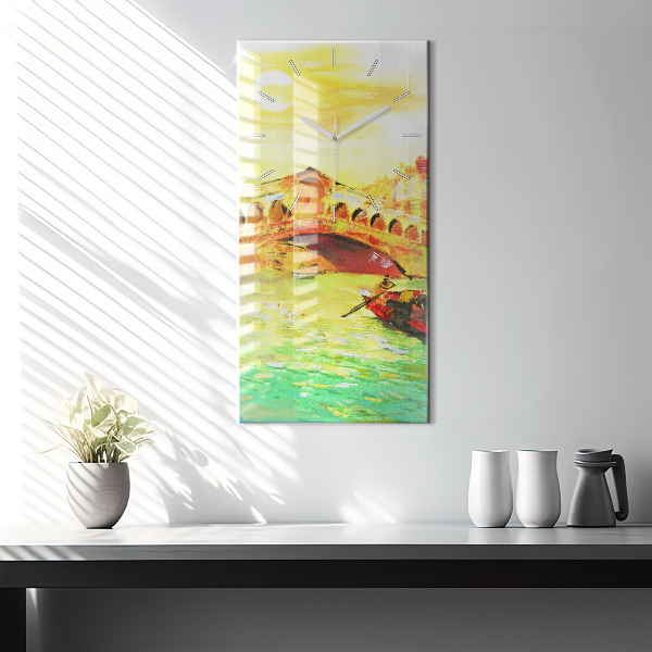 Modern vertical wall clock Venice Rialto Bridge