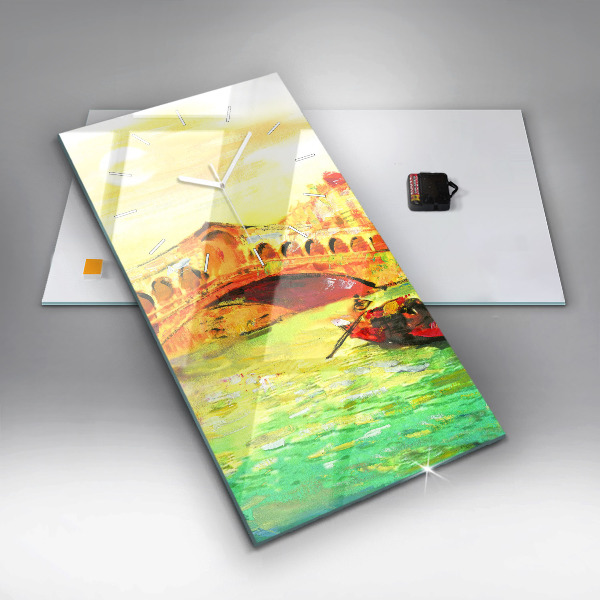Modern vertical wall clock Venice Rialto Bridge