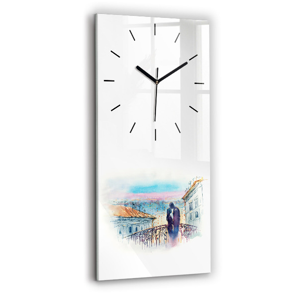 Modern vertical wall clock People in watercolor