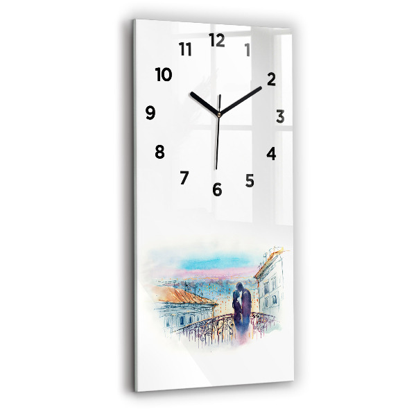 Modern vertical wall clock People in watercolor