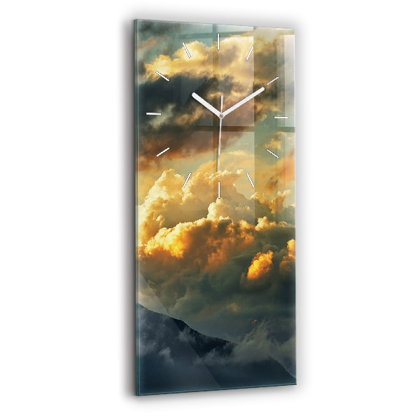 Modern vertical wall clock Balloon flight in the clouds
