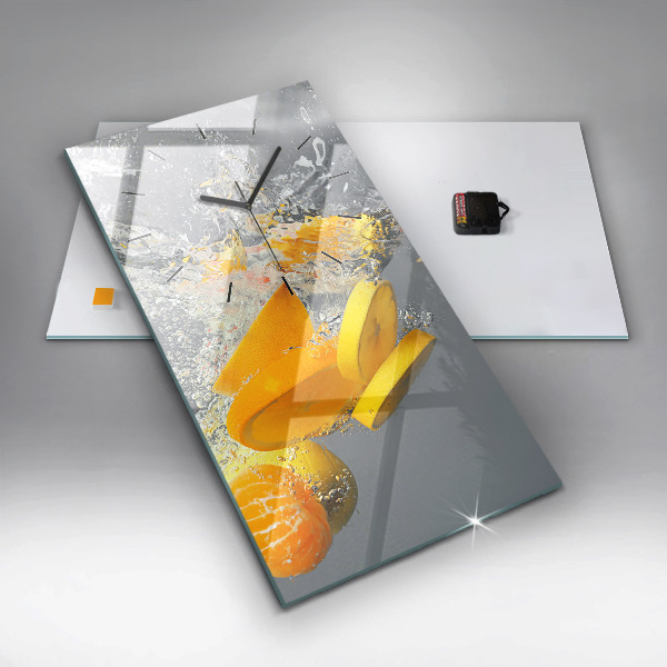 Modern vertical wall clock Citrus in water