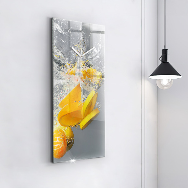 Modern vertical wall clock Citrus in water