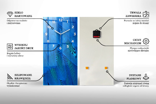 Modern vertical wall clock Citrus in water