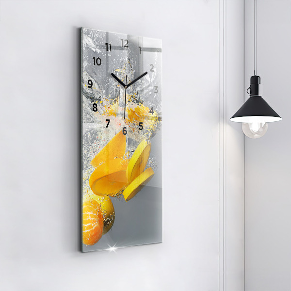 Modern vertical wall clock Citrus in water