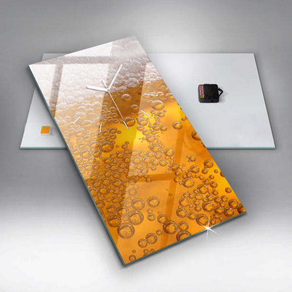 Modern vertical wall clock Beer with foam