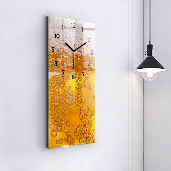 Modern vertical wall clock Beer with foam